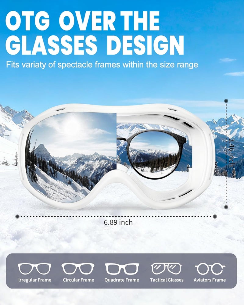 AVV Store Ski Goggles UV Protection, Anti-Fog Snowboard Snow Goggles OTG for Men Women Adults & Youths - Image 2